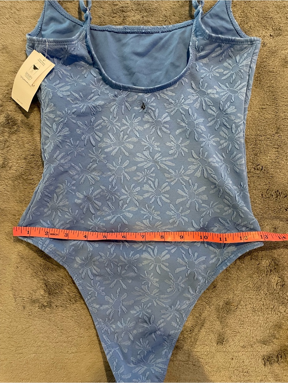 Volcom Solid Surfin One Piece Swimsuit Women’s Size S Blue Floral Skimpy - Picture 9 of 11